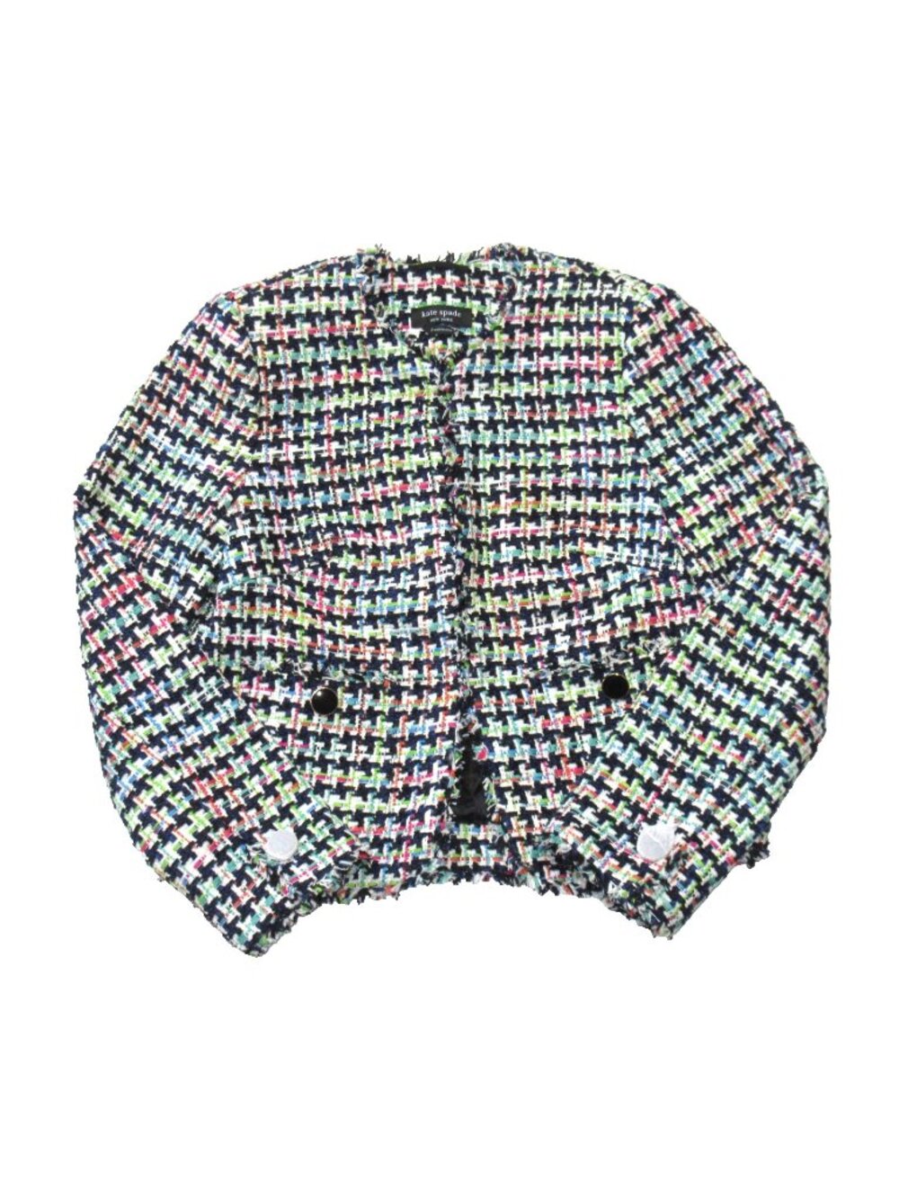 NWT Kate Spade Tweed Jacket in Rainbow Multi Fringe Trim Blazer 0 $449